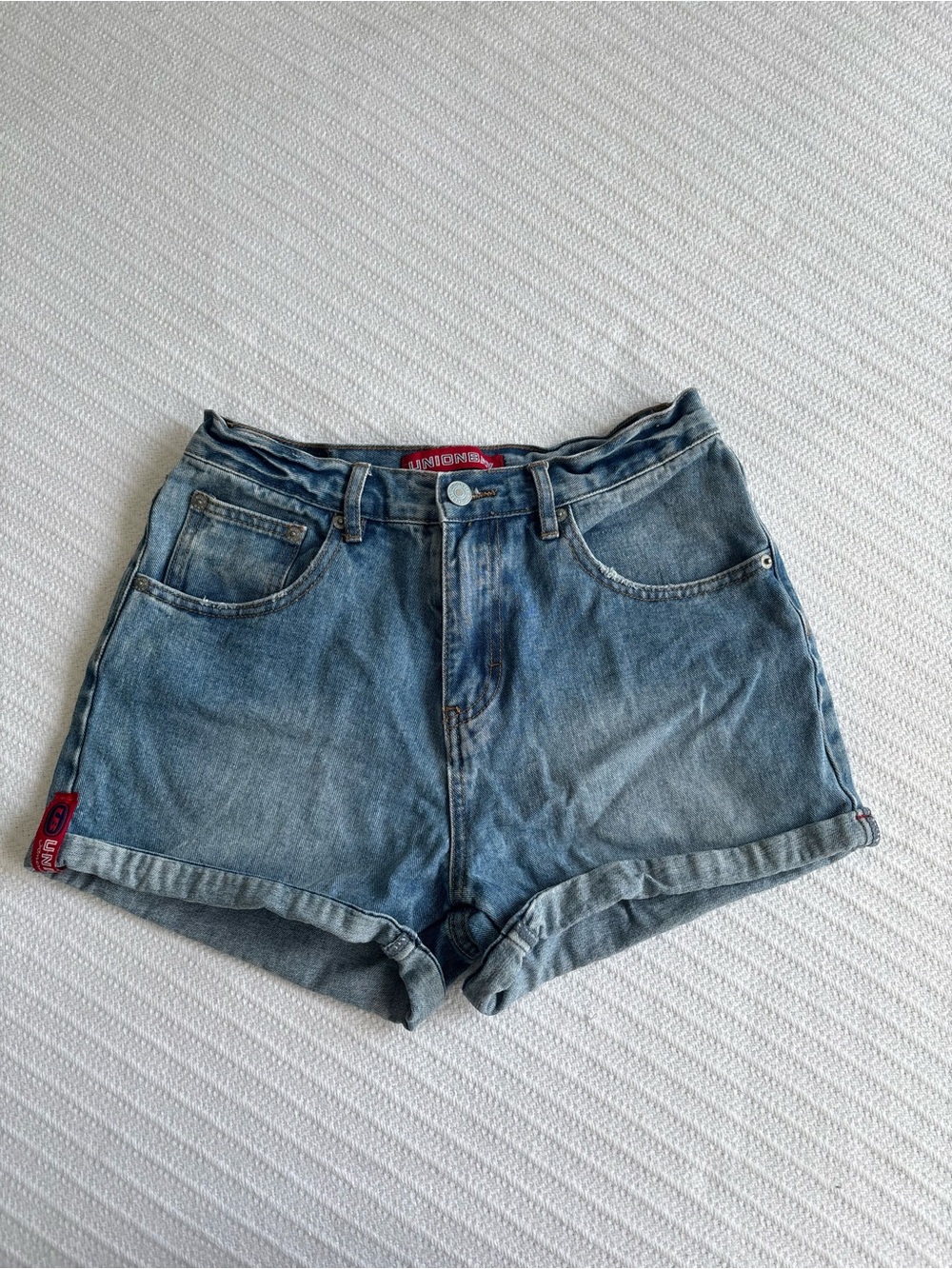 VINTAGE UNIONBAY Light Blue High-Rise Denim Shorts Adjustable
